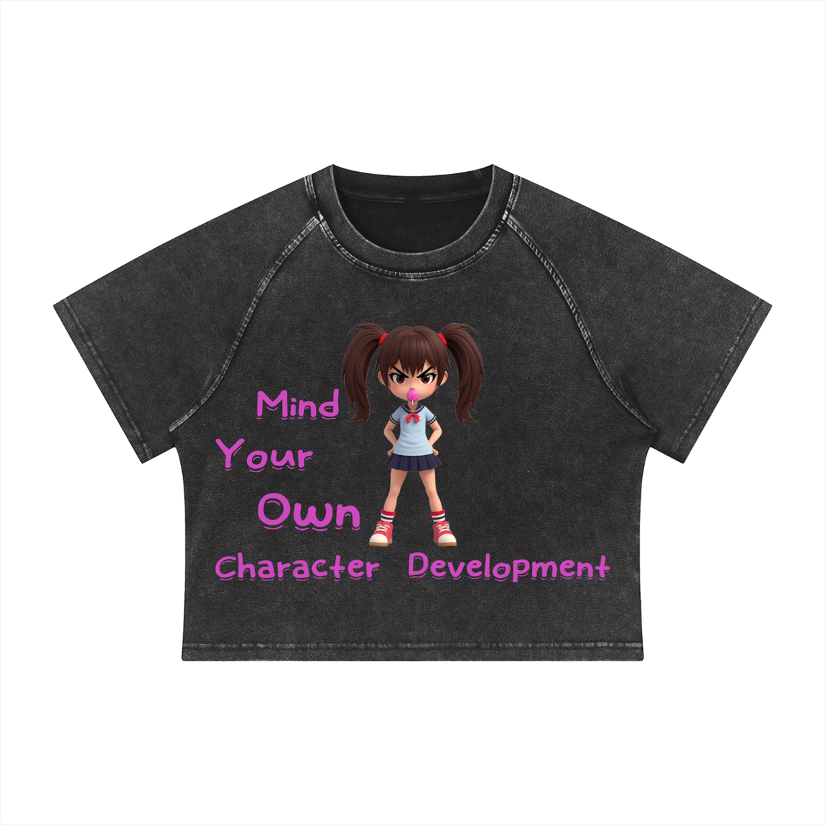 Mineral Wash Raglan Crop T-Shirt