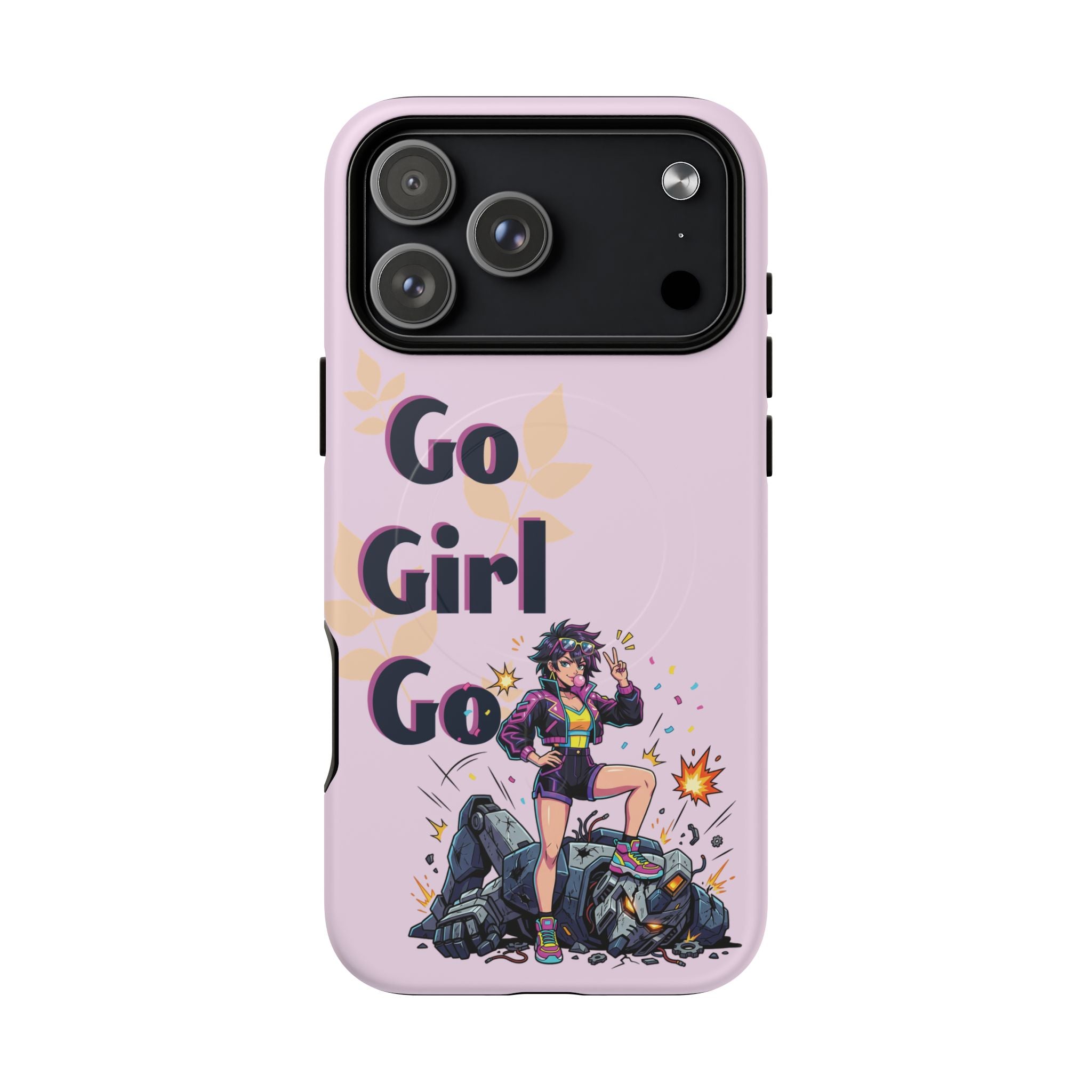 Go Girl Go" Retro Anime Tough Magnetic Phone Case - Cyberpunk Heroine MagSafe Cover for iPhone 17, 16, 15 Pro Max