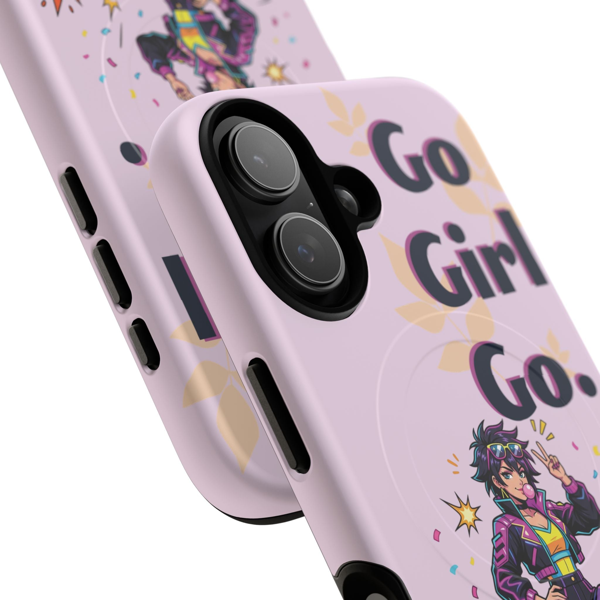 Go Girl Go" Retro Anime Tough Magnetic Phone Case - Cyberpunk Heroine MagSafe Cover for iPhone 17, 16, 15 Pro Max