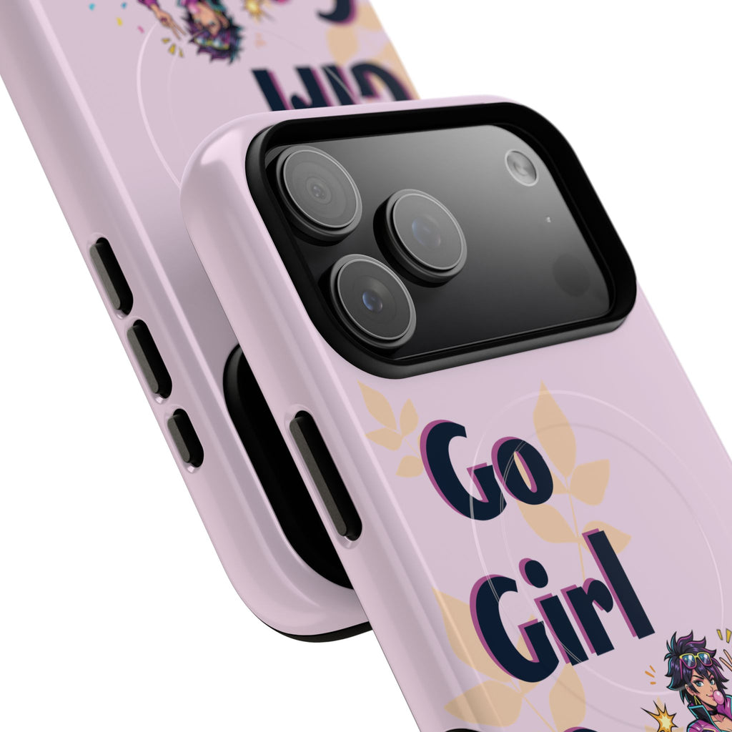 Go Girl Go" Retro Anime Tough Magnetic Phone Case - Cyberpunk Heroine MagSafe Cover for iPhone 17, 16, 15 Pro Max