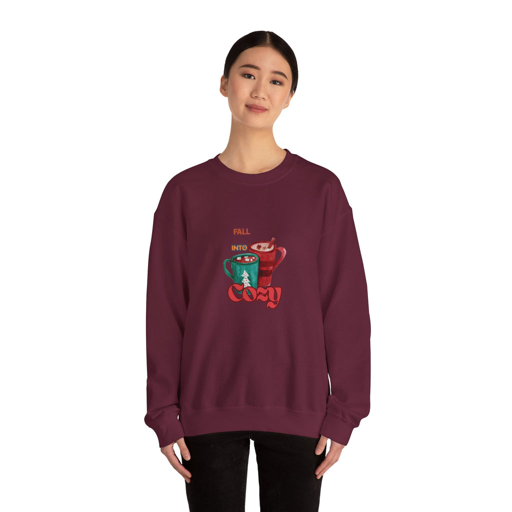 "Fall Into Cozy" Hot Cocoa Crewneck Sweatshirt