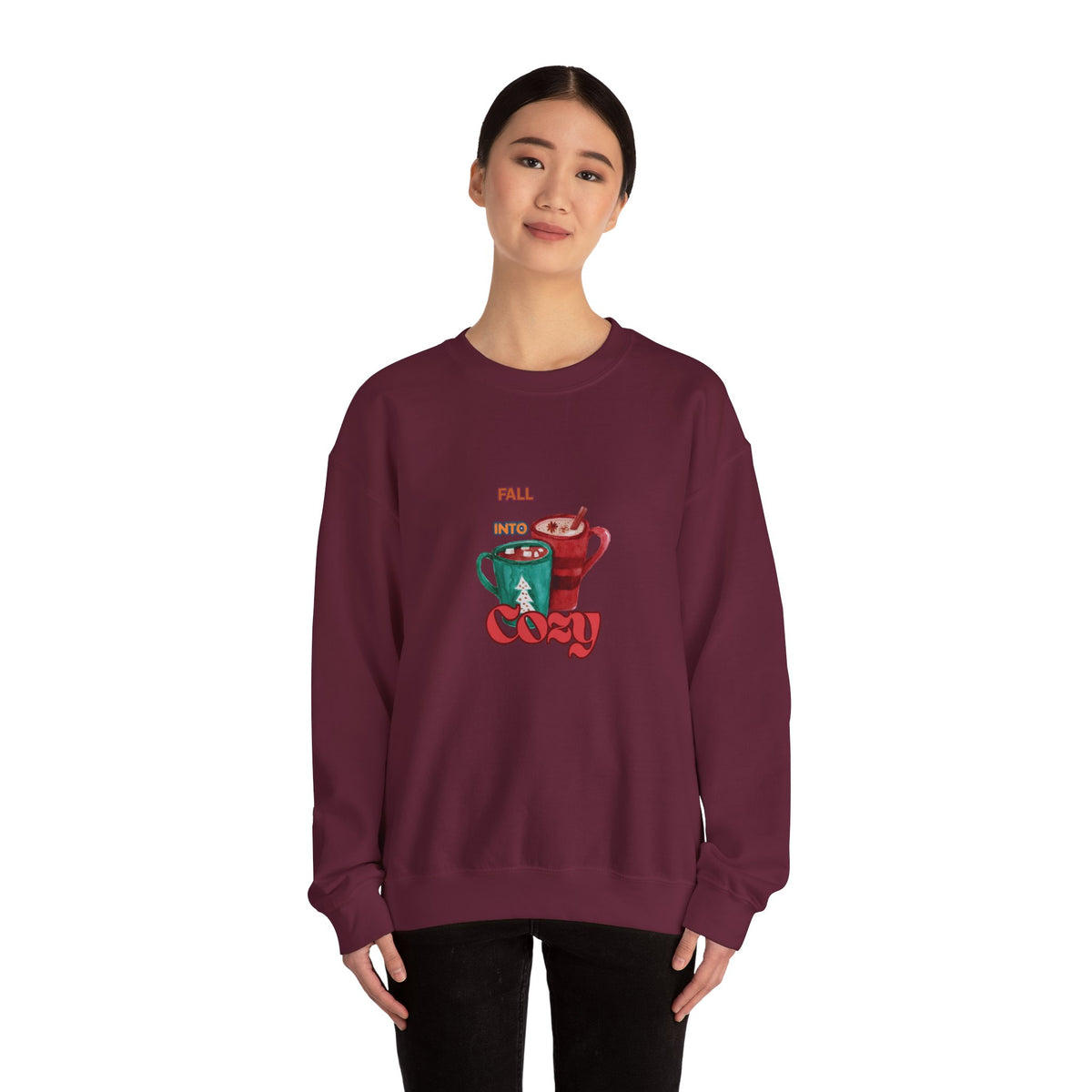 "Fall Into Cozy" Hot Cocoa Crewneck Sweatshirt