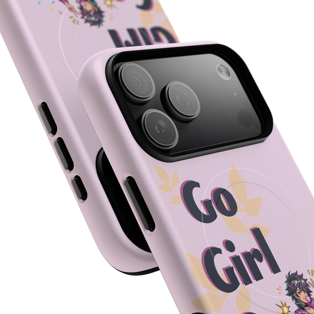 Go Girl Go" Retro Anime Tough Magnetic Phone Case - Cyberpunk Heroine MagSafe Cover for iPhone 17, 16, 15 Pro Max