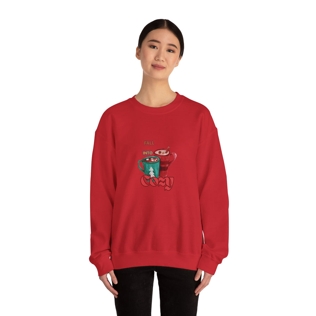 "Fall Into Cozy" Hot Cocoa Crewneck Sweatshirt