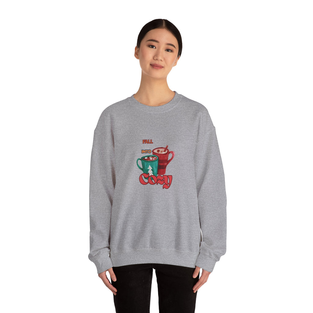 "Fall Into Cozy" Hot Cocoa Crewneck Sweatshirt