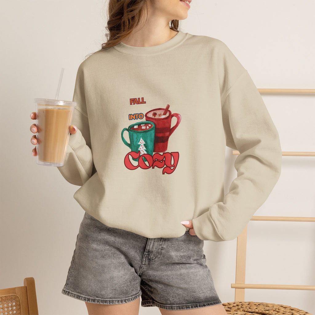 "Fall Into Cozy" Hot Cocoa Crewneck Sweatshirt