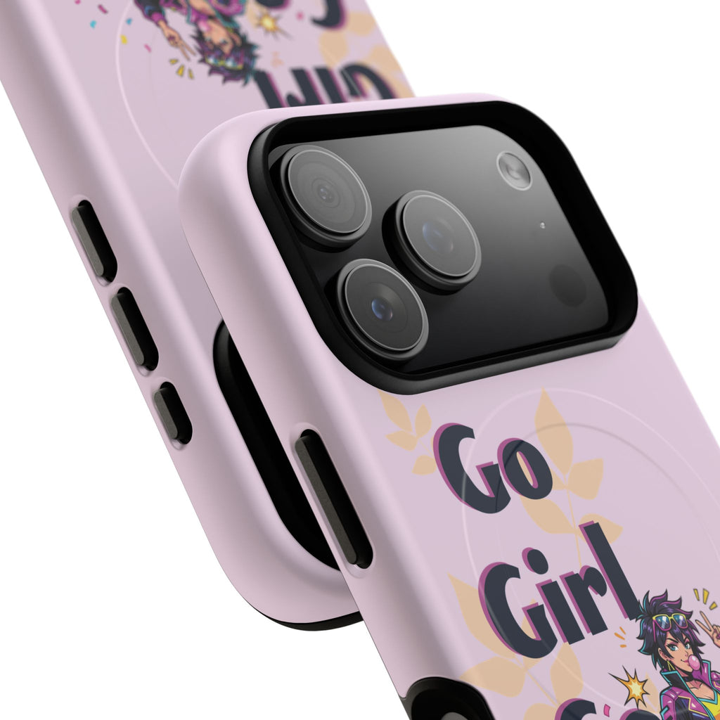 Go Girl Go" Retro Anime Tough Magnetic Phone Case - Cyberpunk Heroine MagSafe Cover for iPhone 17, 16, 15 Pro Max