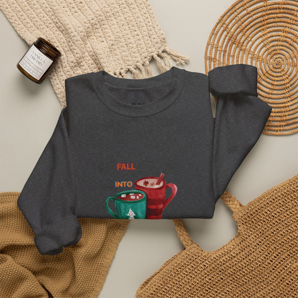 "Fall Into Cozy" Hot Cocoa Crewneck Sweatshirt