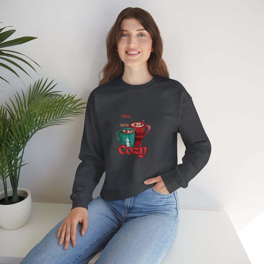 "Fall Into Cozy" Hot Cocoa Crewneck Sweatshirt