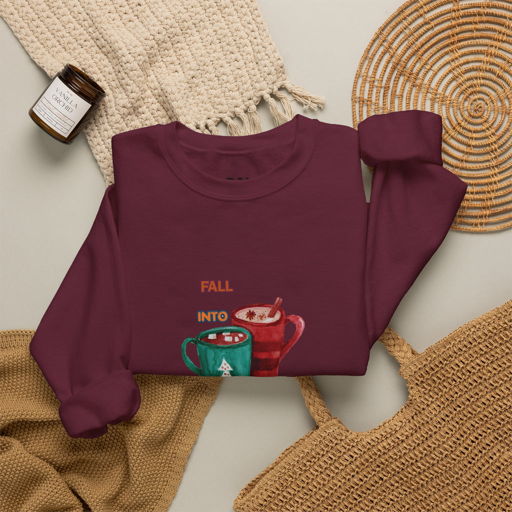 "Fall Into Cozy" Hot Cocoa Crewneck Sweatshirt