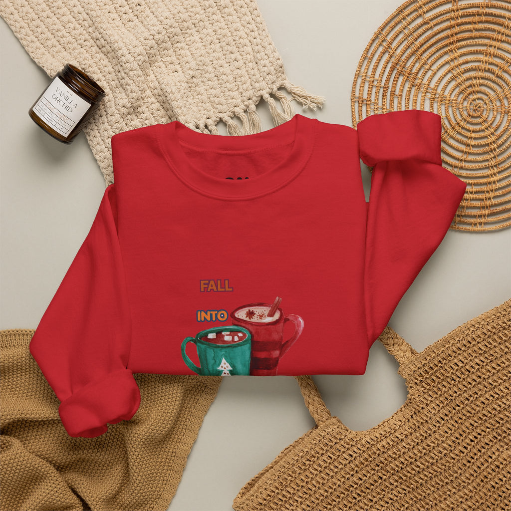 "Fall Into Cozy" Hot Cocoa Crewneck Sweatshirt