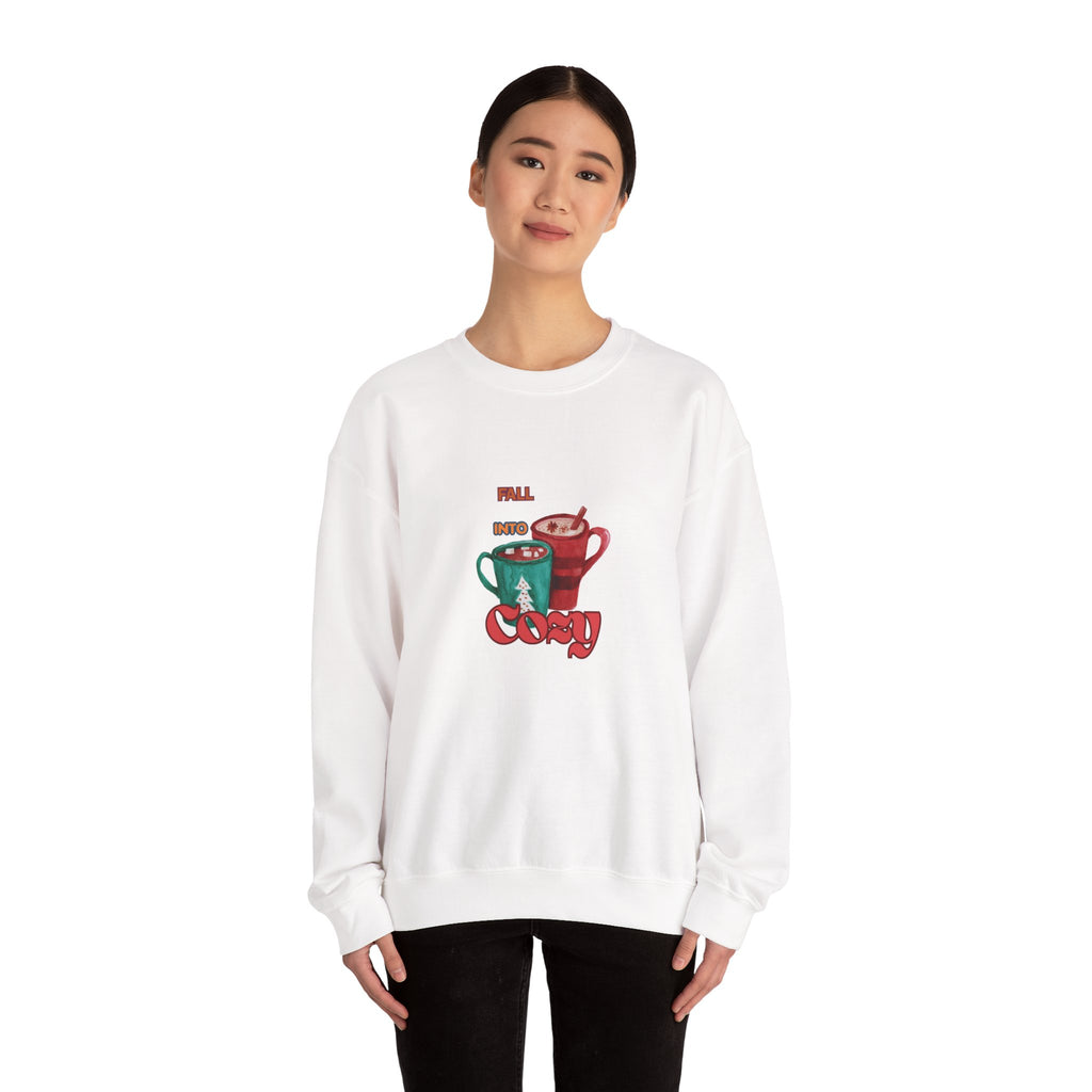 "Fall Into Cozy" Hot Cocoa Crewneck Sweatshirt