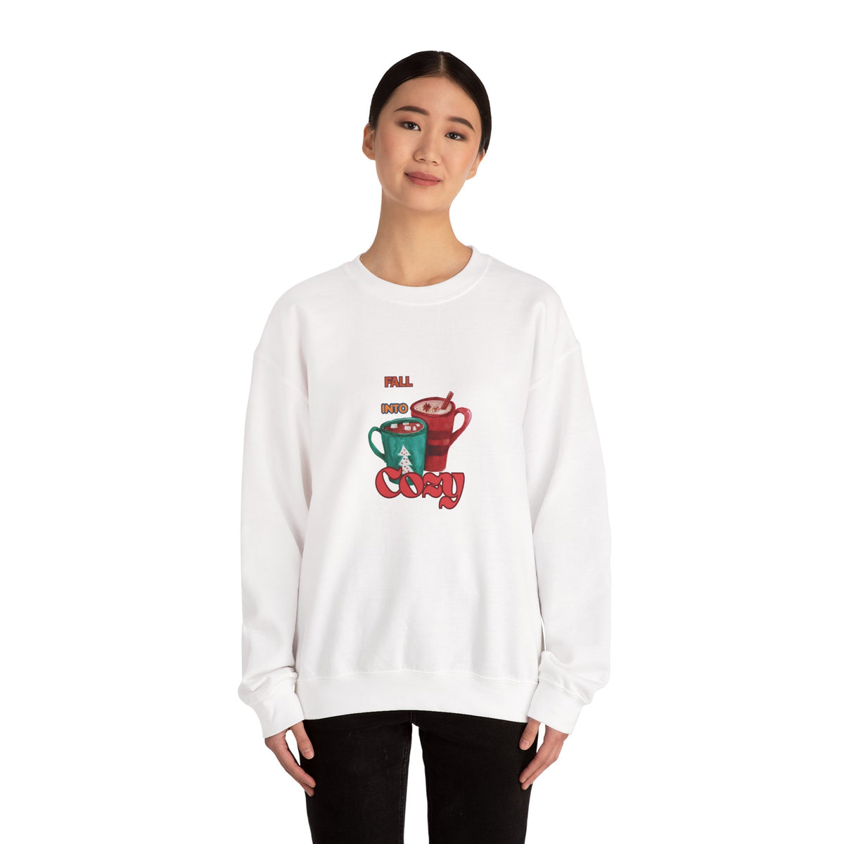 "Fall Into Cozy" Hot Cocoa Crewneck Sweatshirt
