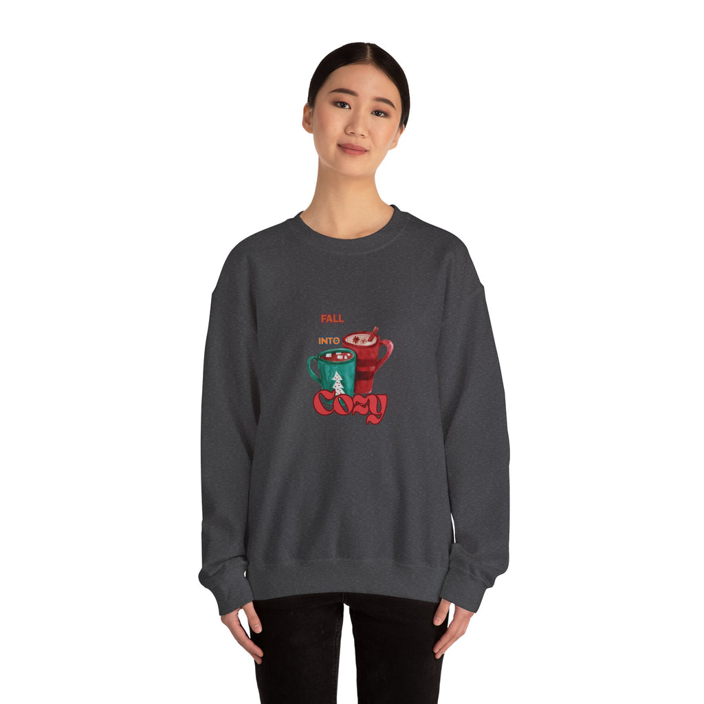 "Fall Into Cozy" Hot Cocoa Crewneck Sweatshirt