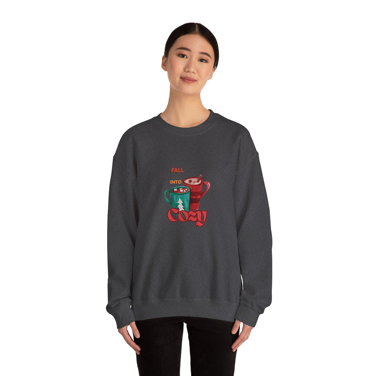 "Fall Into Cozy" Hot Cocoa Crewneck Sweatshirt
