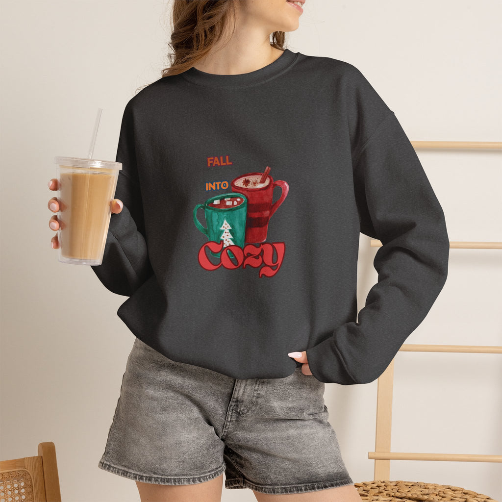"Fall Into Cozy" Hot Cocoa Crewneck Sweatshirt
