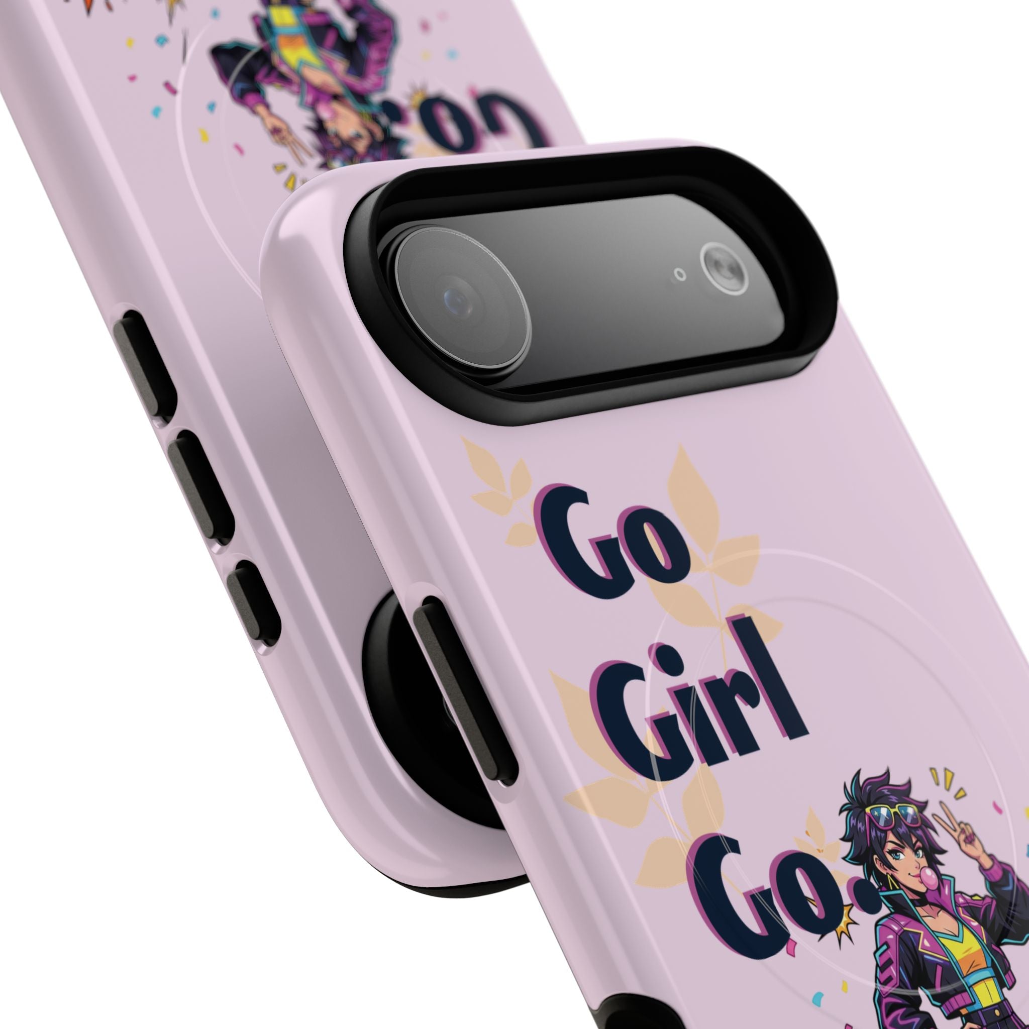 Go Girl Go" Retro Anime Tough Magnetic Phone Case - Cyberpunk Heroine MagSafe Cover for iPhone 17, 16, 15 Pro Max
