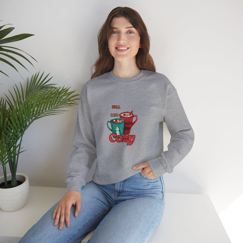 "Fall Into Cozy" Hot Cocoa Crewneck Sweatshirt