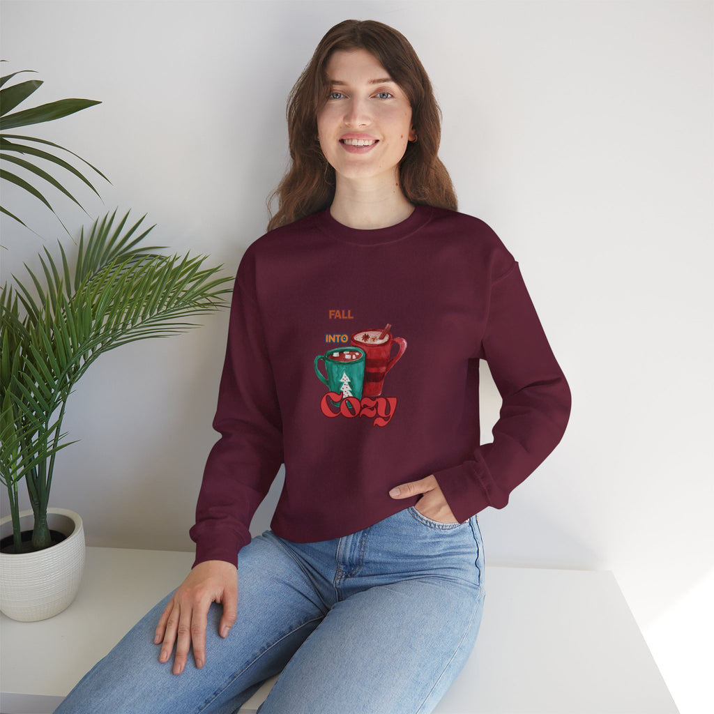 "Fall Into Cozy" Hot Cocoa Crewneck Sweatshirt