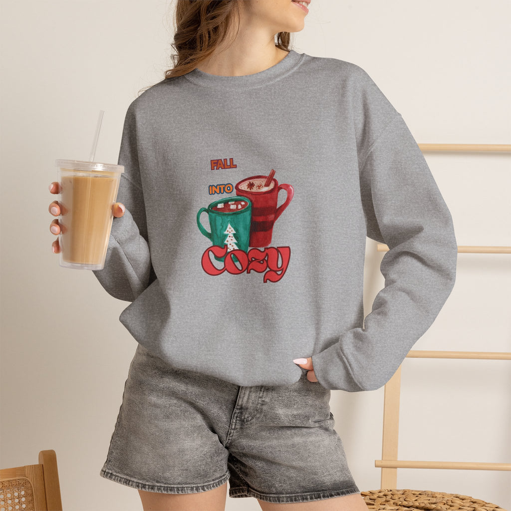 "Fall Into Cozy" Hot Cocoa Crewneck Sweatshirt