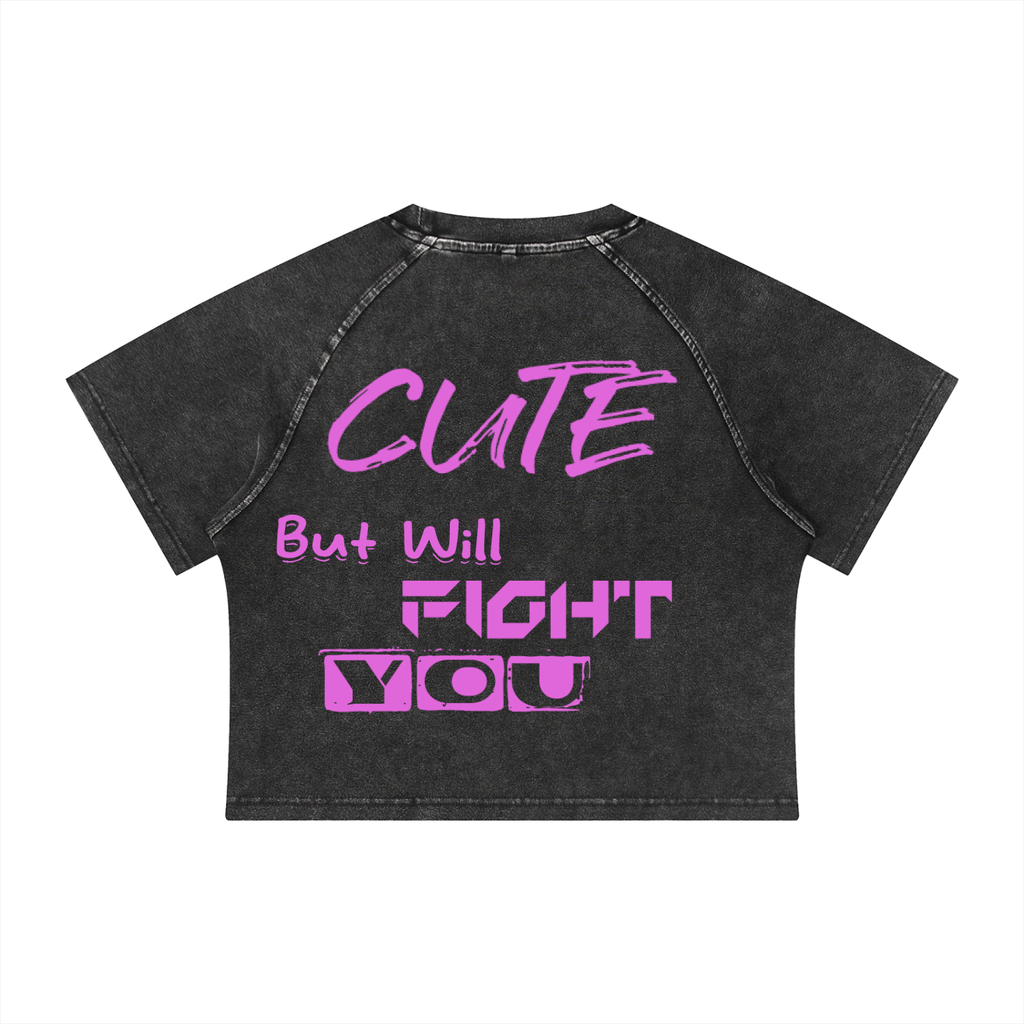 Mineral Wash Raglan Crop T-Shirt