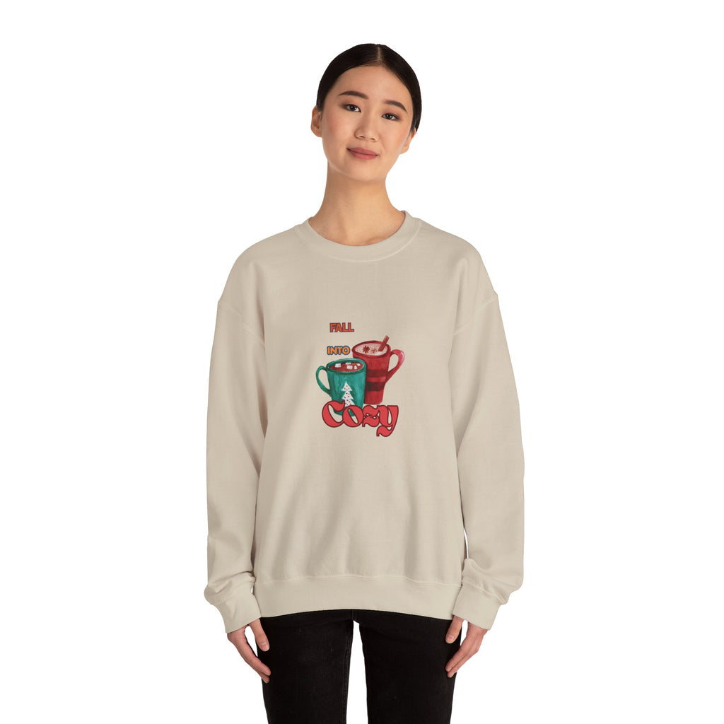 "Fall Into Cozy" Hot Cocoa Crewneck Sweatshirt