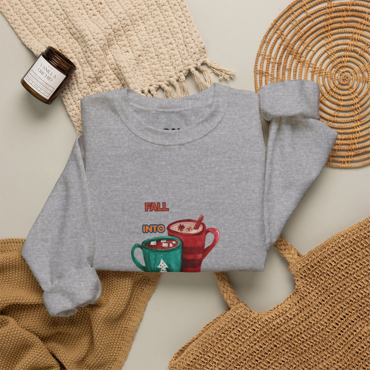 "Fall Into Cozy" Hot Cocoa Crewneck Sweatshirt